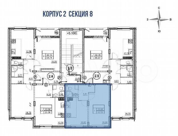 1-к. квартира, 32,5 м², 3/4 эт.