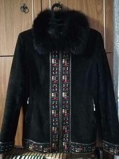 Куртка женская чёрная замшевая р 48