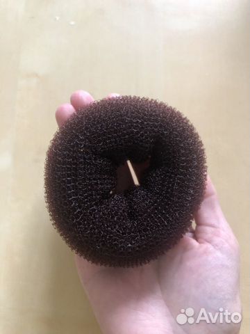 Новый валик бублик для волос средний, коричневый