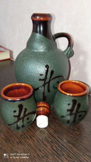 Штоф с двумя рюмочками (фаянс) СССР винтаж