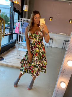 Платье из подписной ткани Dolce&Gabbana