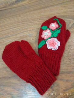 Варежки утеплённые ручной работы
