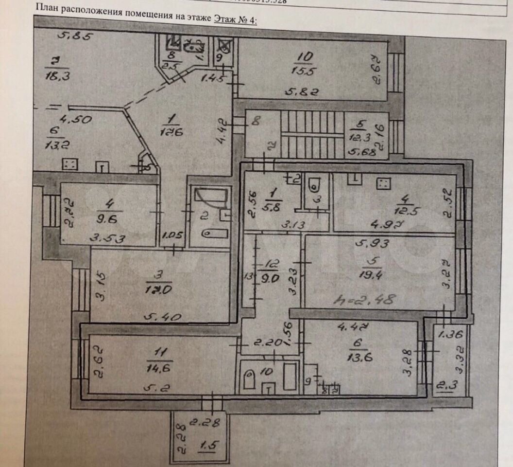 3-room apartment, 87 m2, 4/5 floor.
