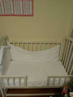 Детская кроватка продольный маятник с ящиком