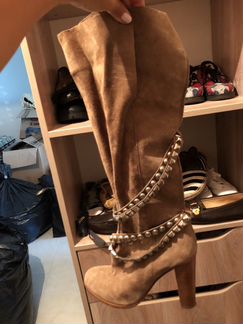 Замшевые сапоги Зара