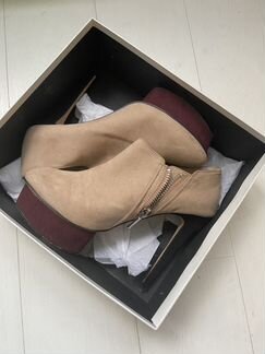 Ботильоны zara бежевые замшевые