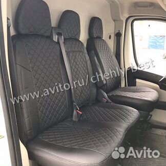 Чехлы Автопилот ромб экокожа чёрная на Фиат Дукато