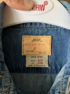 Джинсовая рубашка zara для мальчиков 104
