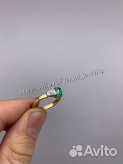 Советское кольцо из золота 750 с изумрудом