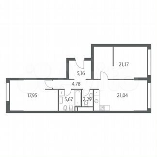 2-к квартира, 78.1 м², 7/51 эт.