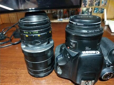 Canon 600d kit w/ 50mm 1.8., Helios 44/2, Nissin