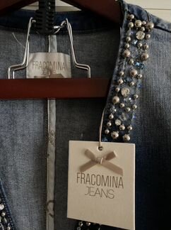 Пиджак джинсовый с камнями стразами бусинами fraco