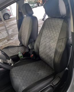 Чехлы на Kia Rio 4 2017+ Алькантара Ромб