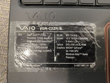Ноутбук на запчасти (sony vaio vgn-c2zr/b)