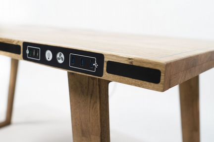 Умный стол с USB из натурального дерева (новый)