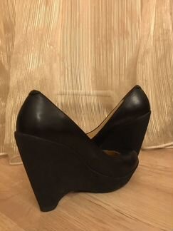 Туфли черные на танкетке манке 38