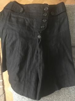 Льняная черная юбка Sisley