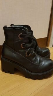 Кожаные ботинки на платформе