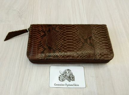 Коричневый кошелек портмоне из кожи питона