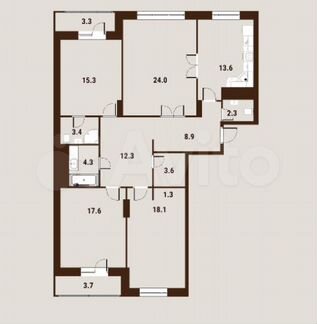 4-к квартира, 128.4 м², 4/19 эт.