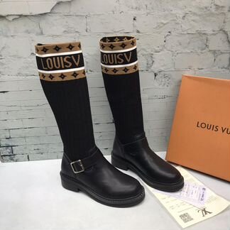Ботфорты сапоги высокие черные коричневые луи витт