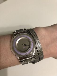 Часы swatch skin двойной ремешок миланского плетен