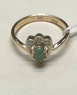 Золотое кольцо с бериллом и бриллиантами р 18