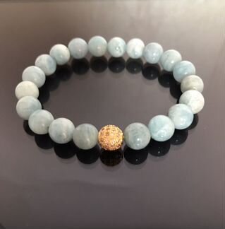 Браслет из натурального камня -аквамарин