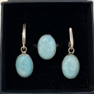 Серебряные серьги и кольцо с бирюзой