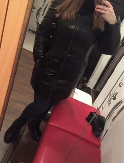 Удлиненная кожанная куртка