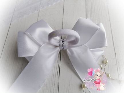 Бант школьный белый для волос