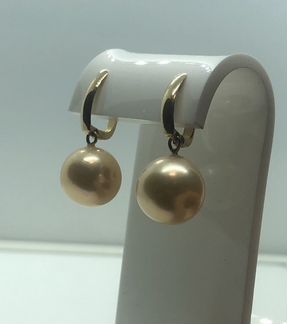 Серьги из натурального золотого жемчуга