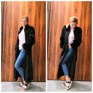 Шуба натуральная норка + свакара длинная