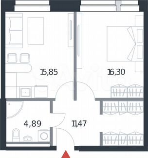 1-к апартаменты, 48.5 м², 21/21 эт.