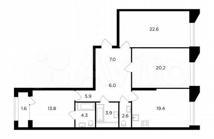 3-к квартира, 107.3 м², 4/18 эт.