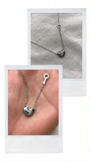 Цепочка с сердечком и ключиком серебро